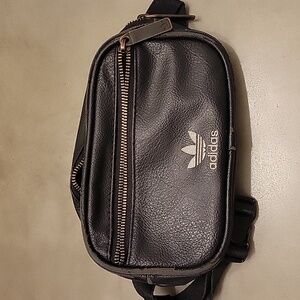 Adidas black leather fanny pack